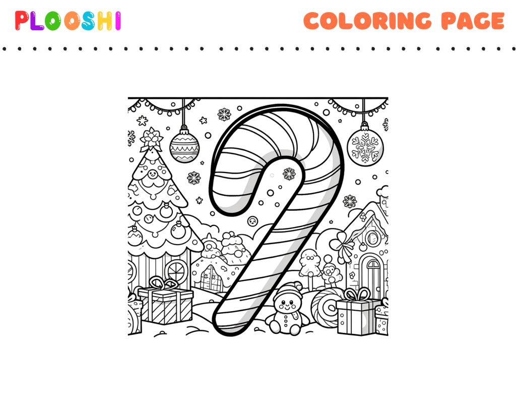 Free Candy Cane Coloring Page