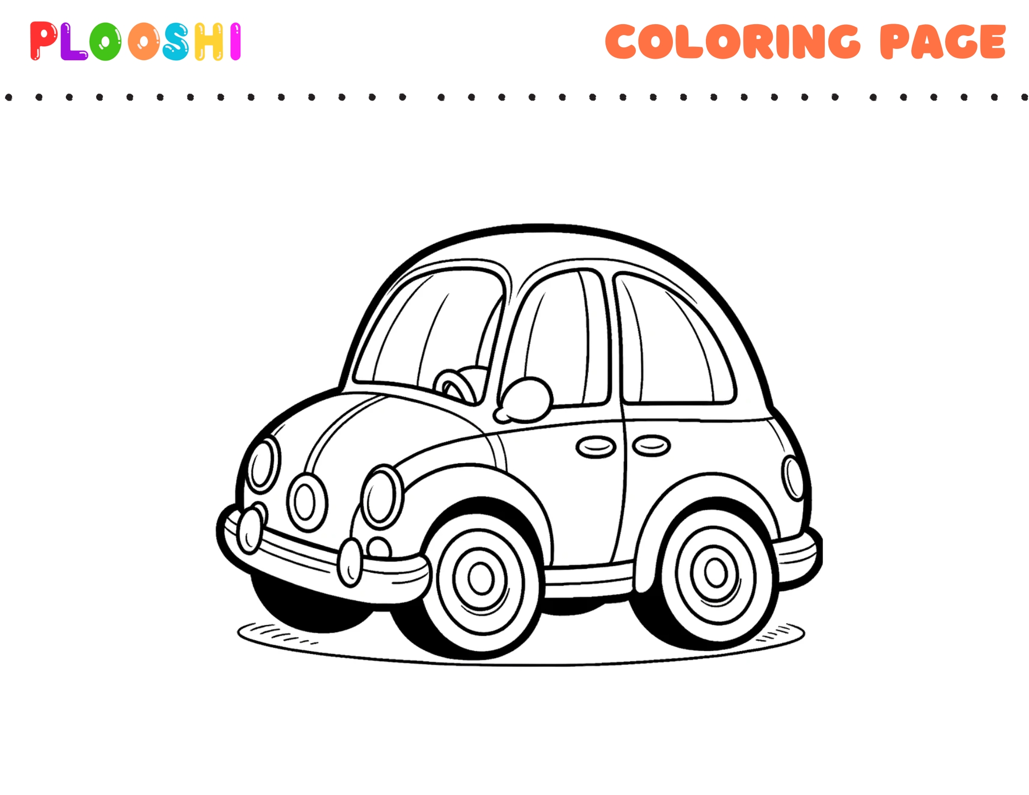 Free Car Coloring Page • Plooshi